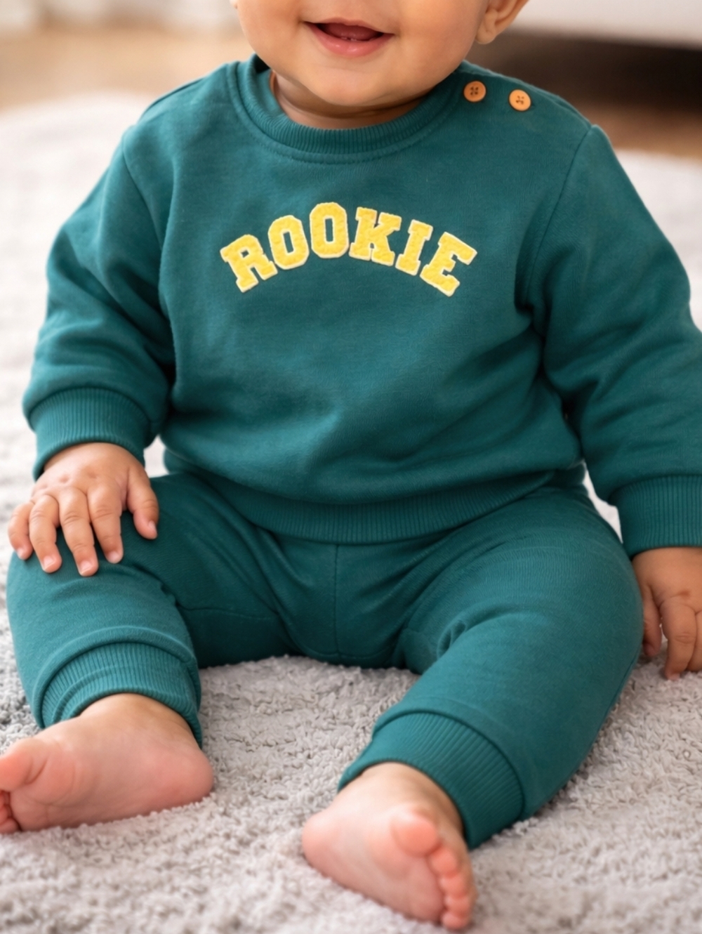 Teal "Rookie" Baby Sweatshirt & Joggers Set